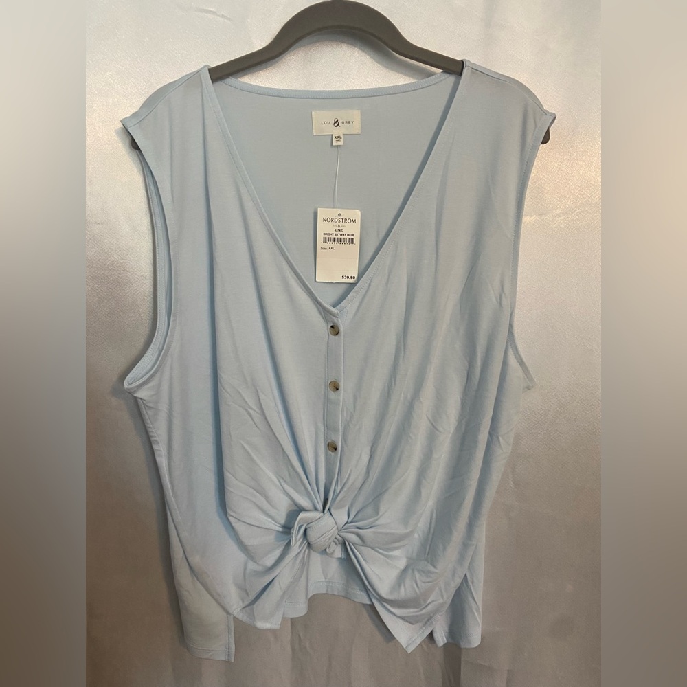 Lou & Grey Light Blue Knot Front Tank Top